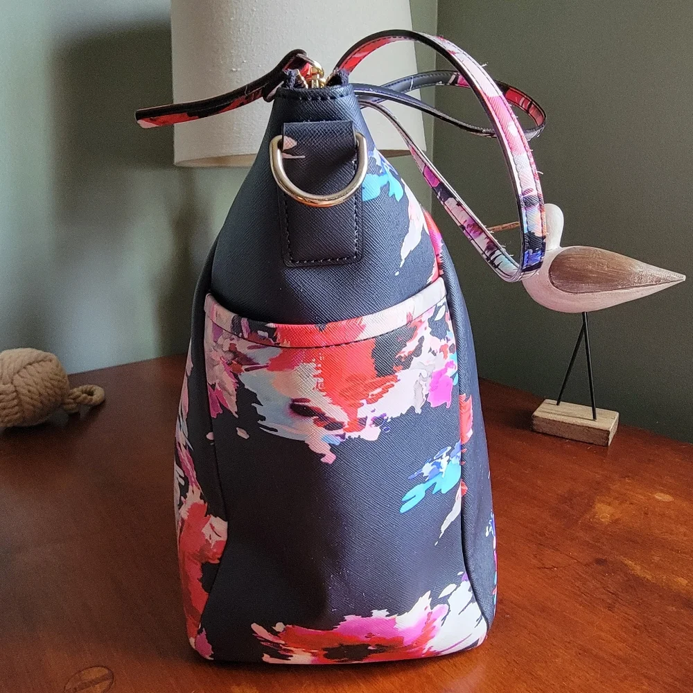Kate Spade Adaira Laurel Way Floral Tote Blue Multi Coated Canvas Crossbody